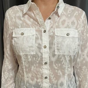 Michael Kors western print button down white shirt.